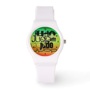 Judo; Vibrierendes Grünes, orange u. Gelb Armbanduhr