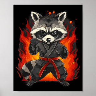 Judo Waschbär Natur Kickboxen Taekwondo Kampfsport Poster