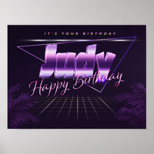 Judy Name Vorname lila Retro-Poster Geburtstag Poster