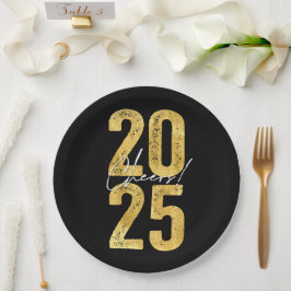Juers to 2025 Gold Typografy Modern New Year Pappteller