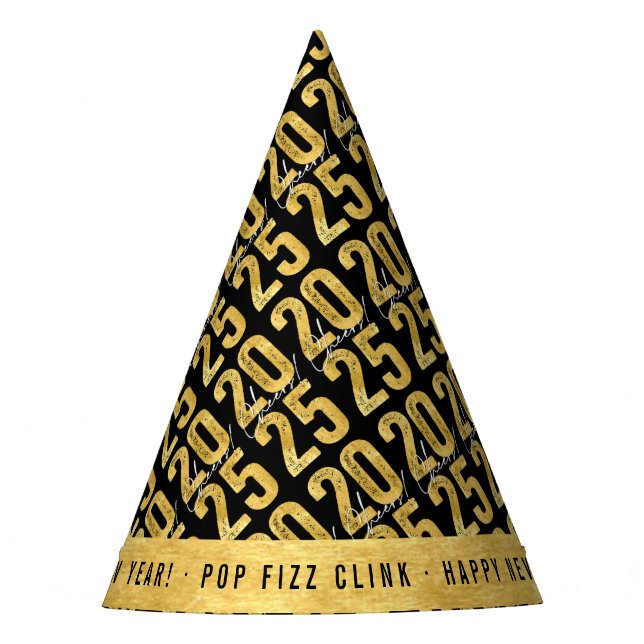 Juers to 2025 Gold Typografy Modern New Year Partyhütchen (Vorderseite)