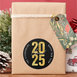 Juers to 2025 Gold Typografy Modern New Year Runder Aufkleber