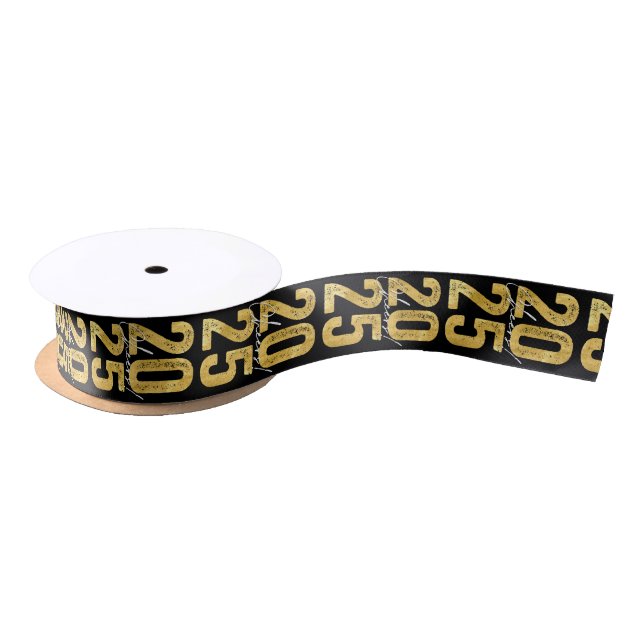 Juers to 2025 Gold Typografy Modern New Year Satinband (Spule)