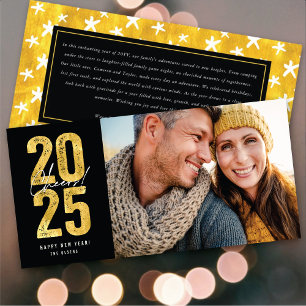 Juers to 2025 Gold Typografy New Year Foto Feiertagskarte