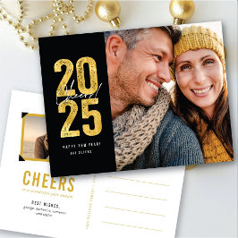 Juers to 2025 Gold Typografy New Year Foto Feiertagspostkarte