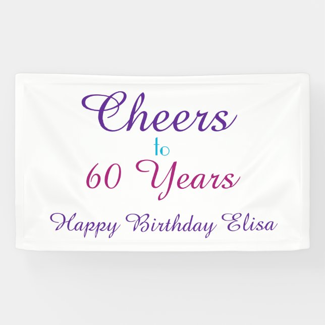 Juers to 60 Years Birthday farbenfrohe personalize Banner (Horizontal)