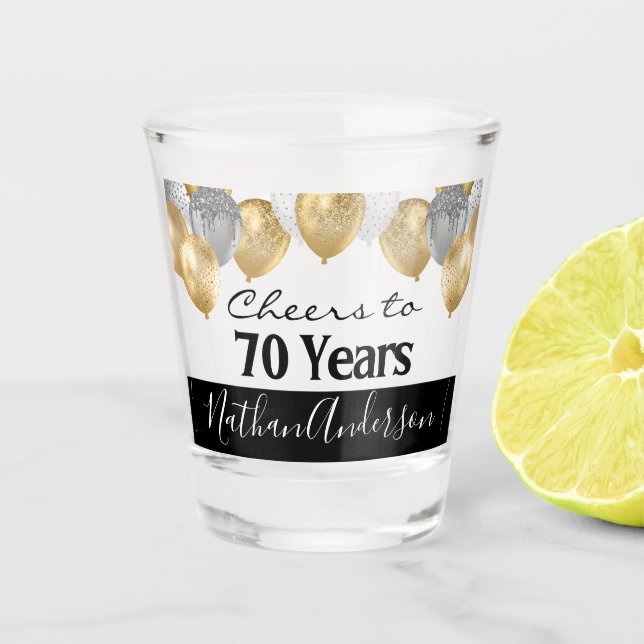 Juers to 70 Years Personalisiert Birthday Shot Gla Schnapsglas (Vorderseite)