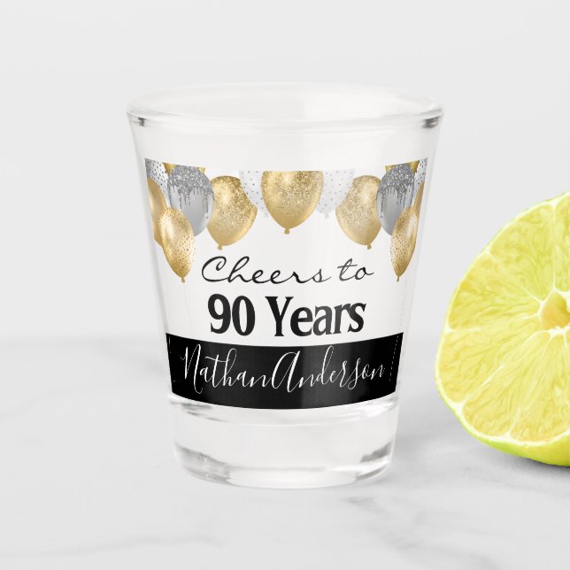 Juers to 90 Years Personalisiert Birthday Shot Gla Schnapsglas (Vorderseite)