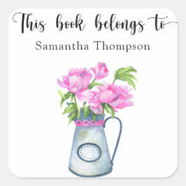 Jug der Blume - dieses Buch gehört Quadratischer Aufkleber