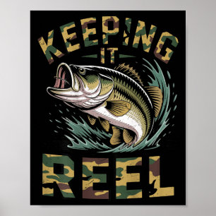 Jugend-Angeln-Tarnung-Barsch-Fisch-Vater-behält-Ro Poster