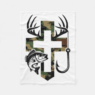 Jugend Camo Glaube Jagd Angeln Kreuz Haken Christu Fleecedecke
