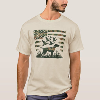 Jugend-Camo-Stockenten-Jagdhund-Flagge T-Shirt