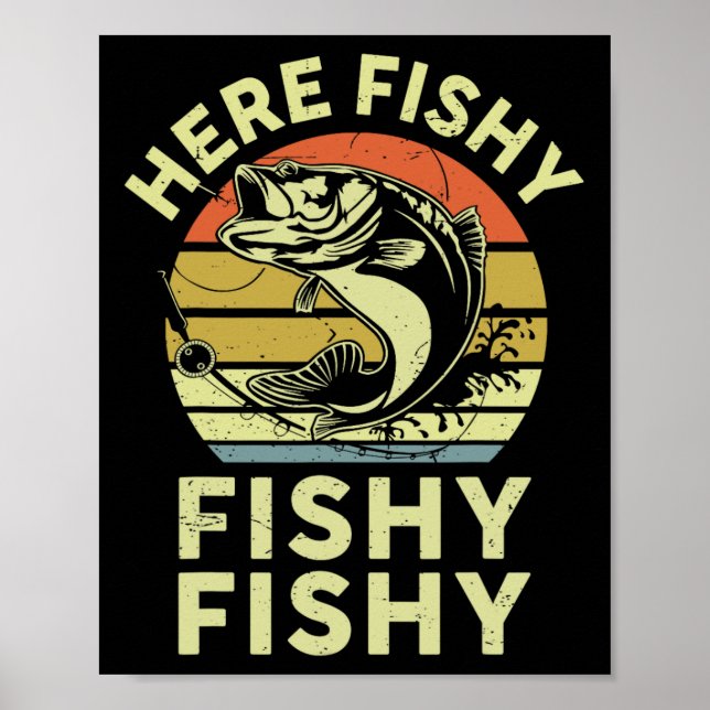 Jugend Hier fisch Shirt Kinder Kleinkind Männer Fu Poster (Vorne)