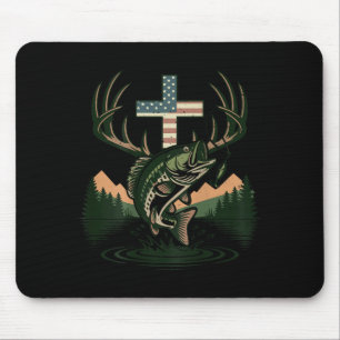 Jugend jagt Glauben fischen Kreuz Tarndruck christ Mousepad