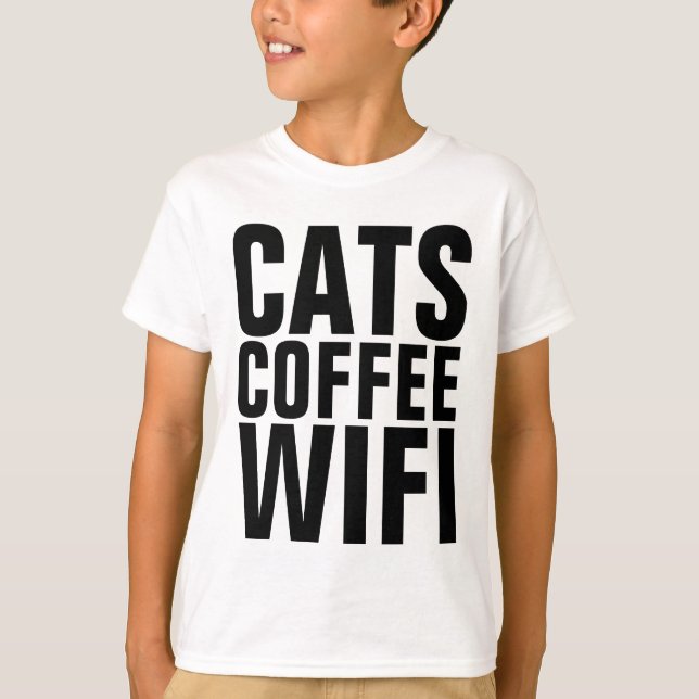 JUGEND Kids CAT T - Shirt, KATZKAFFEE WIFI T-Shirt (Vorderseite)
