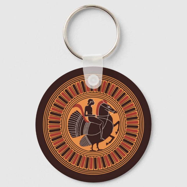 Jugend-Reiten Ein mythisches Hippalektryon Schlüsselanhänger (Vorderseite)