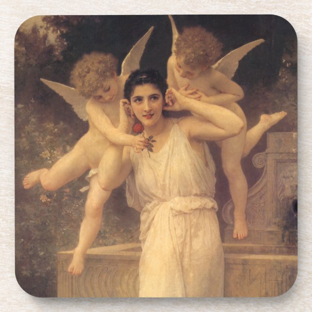 Jugend von Bouguereau, Portrait über Viktorianisch Getränkeuntersetzer (Vorderseite)