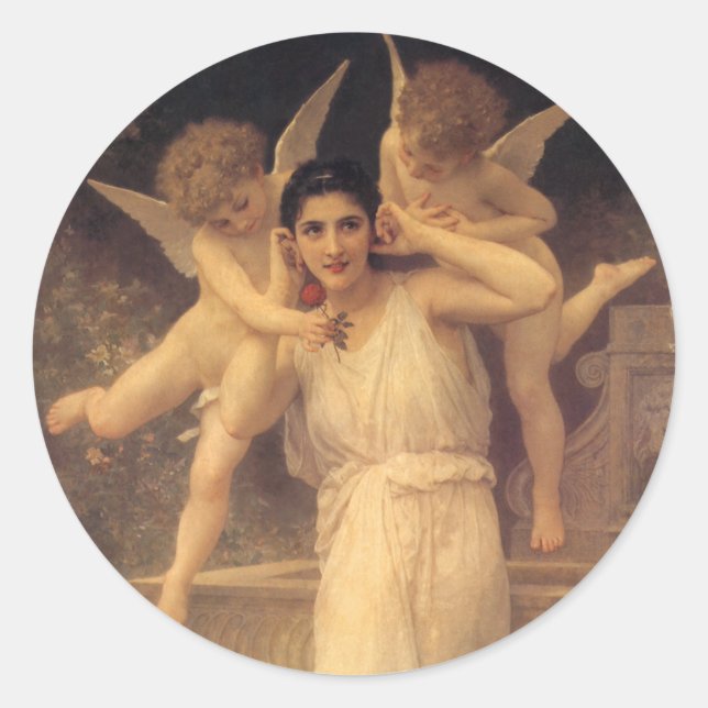 Jugend von Bouguereau, Portrait über Viktorianisch Runder Aufkleber (Vorderseite)