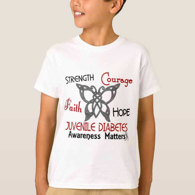 Jugenddiabetes-keltischer Schmetterling 3 T-Shirt (Vorderseite)