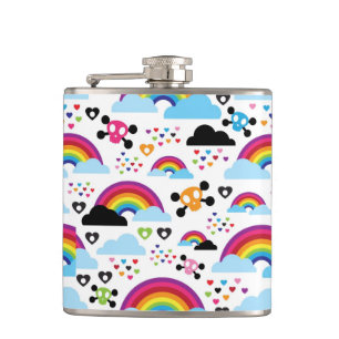 Jugendemo Regenbogen-Schädelhintergrund Flachmann