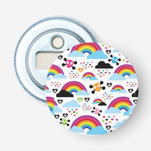 Jugendemo Regenbogen-Schädelhintergrund Flaschenöffner