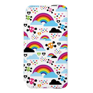 Jugendemo Regenbogen-Schädelhintergrund Incipio Watson™ iPhone 5 Geldbörsen Hülle
