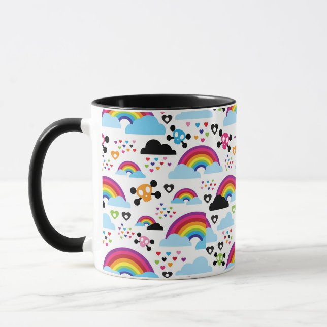 Jugendemo Regenbogen-Schädelhintergrund Tasse (Links)