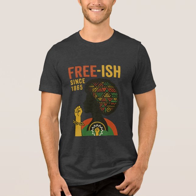 Jugendfreiheitstag Afrozentrische Kunst Tri-Blend Shirt (Vorderseite)