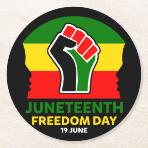 Jugendfreiheitstag Schwarze Geschichte Runder Pappuntersetzer