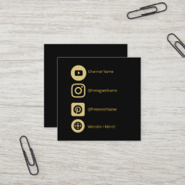 JUGENDKANAL SOCIAL MEDIA GOLD BLACK WERBEAKTION QUADRATISCHE VISITENKARTE