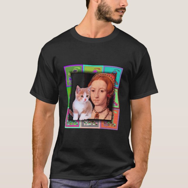 Jugendlich-gealterter Elizabeth I und ihr Kätzchen T-Shirt (Vorderseite)