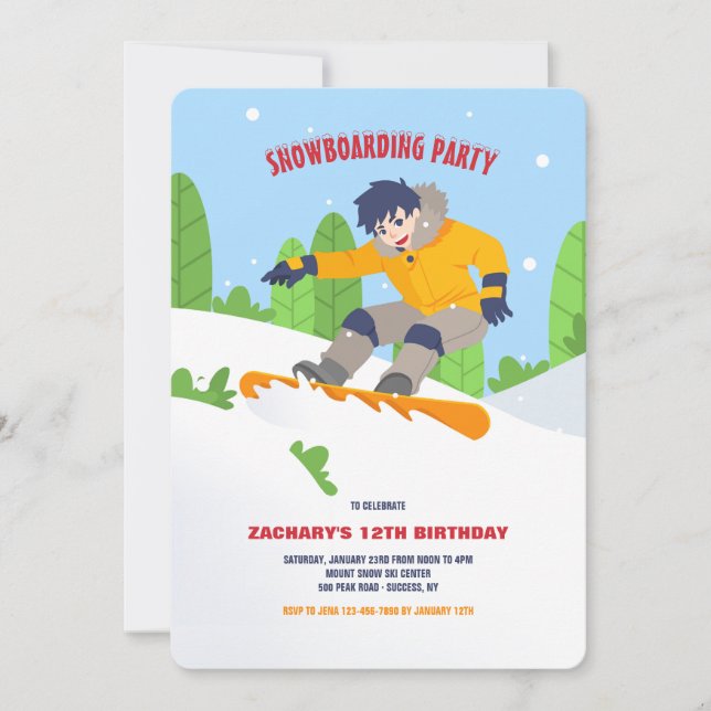 Jugendlich Snowboarder-Einladung Einladung (Vorderseite)