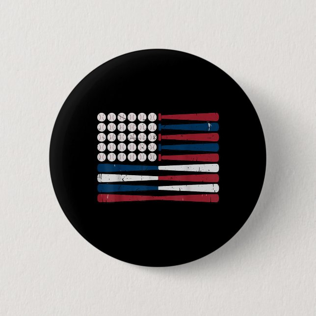 Jugendliche Amerikanische Flagge Baseballschläger  Button (Vorderseite)