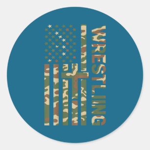 Jugendliche Camo-Ringen Amerikanische Flagge US Pa Runder Aufkleber