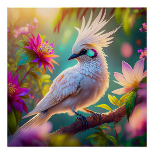 Jugendliche Crested Blush Feder Taube Fantasy Voge Poster