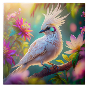 Jugendliche Hauben-Scham-Blütenfeder-Taube Fantasy Fliese