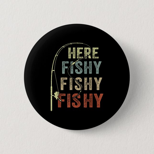 Jugendliche Hier-fischig Fischer-Shirt Jungen Klei Button (Vorderseite)