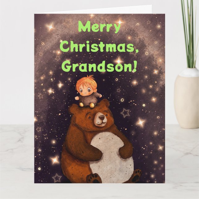 JUGENDLICHE IN BEAR GRANDSON CHRISTMAS CARD KARTE (Vorderseite)