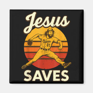 Jugendliche Jungen Baseball Jesus rettet christlic Magnet