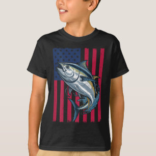 Jugendliche Jungen Tiefseeangeln Amerikanische Fla T-Shirt