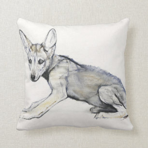 Jugendlicher arabischer Wolf-Welpe 2009 Kissen