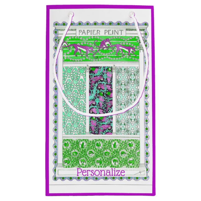 Jugendlicher Papagei-Affendschungel tropisch Vinta Kleine Geschenktüte (Rückseite)