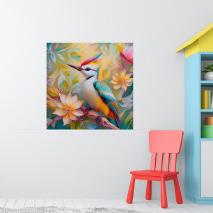 Jugendlicher Regenbogen-Specht-Fantasie-Vogel Poster