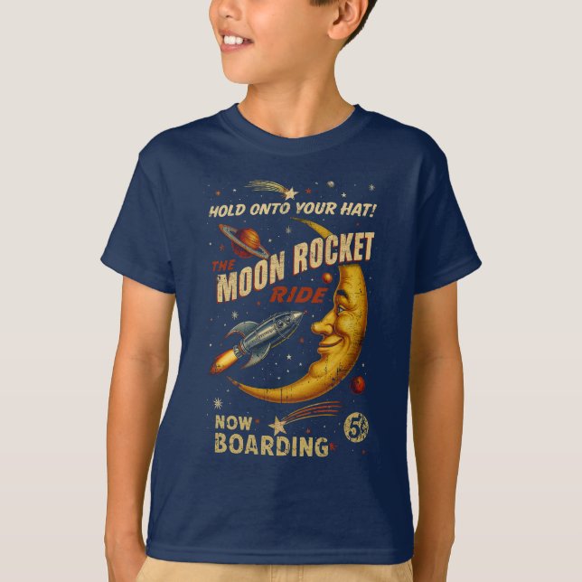 Jugendlicher-T - Shirt der Moon Rocket Ride (Marin (Vorderseite)