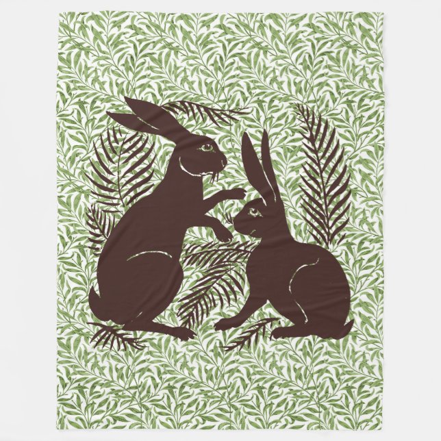 Jugendparadies Rabbits De Morgan und Morris Fleecedecke (Vorderseite)
