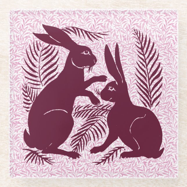Jugendparadies Rabbits De Morgan und Morris Glasuntersetzer (Vorderseite)