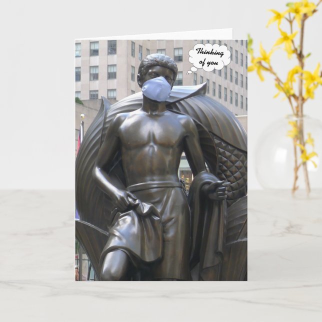 Jugendstatue, Denken Sie an Sie - Fotokarte Karte (Gelbe Blume)