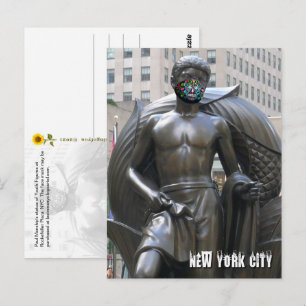 Jugendstatue mit Calavera-Gesichtsmaske - NYC V Po Postkarte