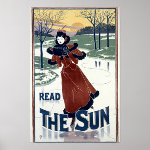 Jugendstil 1895 The Sun Anzeige von Louis John Rhe Poster
