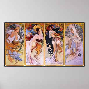 Jugendstil-4 Saisons Vintages Art-Poster Poster